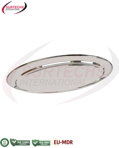 Plateau de service ovale en acier inoxydable 35 cm, plateau de service alimentaire, vaisselle de cuisine, durable et réutilisable - Product Image 2