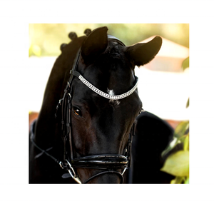 บังเหียนม้าหนังแท้ที่มีน้ำหนักเบามีสายคิ้วคริสตัล8มม. ดีไซน์เนอร์นุ่มสบายสายรัดจมูกบุนวมและสายรั้งพีวีซีรวมอยู่ด้วย - Product Image 3