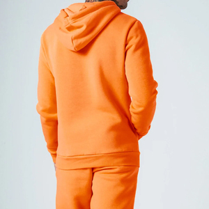 Unisex Orange Hooded Tracksuit Solid Color Short Sleeve Casual Sweatshirt Pants Set Windproof Streetwear Lightweight Loose Fit - Product Image 3
