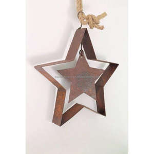 Decoración para el hogar y el jardín, Estrella anidada, Metal rústico, acento de hierro, superventas, artesanías navideñas colgantes para montar en la pared - Product Image 1