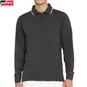 Polo de manga larga con diseño elegante para hombre, mezcla de algodón, para exportación - Product Image 1