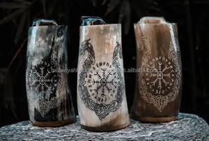 Taza de Cerveza de Cuerno de Buey de la Mejor Calidad, Taza de Cerveza de Cuerno de Buey Tallada a Mano, Grabado, Taza de Cuerno Vikinga Natural para Beber a Bajo MOQ - Product Image 2