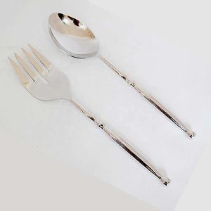 Juego de servir de acero inoxidable pulido plateado Juego de servir de acero inoxidable con diseño martillado de lágrima clásica Cuchara Tenedor y cuchillo - Product Image 5