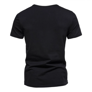 Camiseta Henley de Verano para Hombre, Cuello en V, Manga Corta, Corte Regular, Formal, 100% Algodón, Transpirable, Antiarrugas, Ecológica - Product Image 1