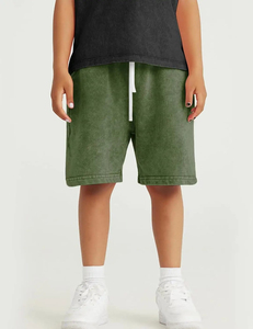 Shorts Bermuda en Coton Vert pour Hommes avec Cordon de Serrage à la Taille, Décontractés, Mi-Longs, Couleur Unie, Shorts de Sport - Product Image 1