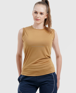 Débardeur court pour femme de qualité supérieure, personnalisable, respirant, séchage rapide, en tissu tricoté Spandex/Coton, écologique, devant - Product Image 1