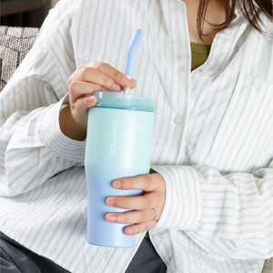 SANTECO ANIE Gradient Tumbler 2WAY Vacuum Insulated Stainless Steel 670ml <b>Straw</b> & Direct Drinking Stylish Design - Product Image 5