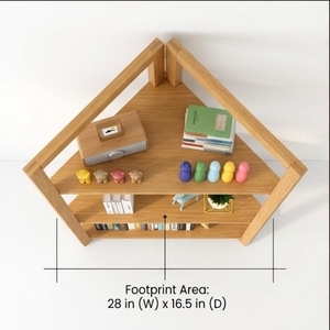 Estantería de madera para esquina, 4 niveles, 60 pulgadas de alto, 28 pulgadas de ancho, estante de almacenamiento minimalista para sala de estar, diseño multifuncional duradero - Product Image 3