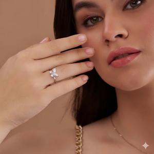 แหวนผีเสื้อเพชรทรงมาร์คีส์ ดีไซน์ใหม่ทันสมัย ขายส่ง ทองคำแท้ 14K เพชรสร้างในห้องปฏิบัติการ ของขวัญวันเกิดสำหรับสาวๆ ของขวัญวันวาเลนไทน์ - Product Image 3