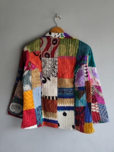 Quilted <b>Patchwork</b> <b>Jacket</b> Women's Mandarin Collar Full Sleeve Cotton Winter Style Regular Length Button Closure gift for her - Product Image 6