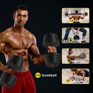 Set di manubri regolabili 4-in-1 da 75 libbre per la palestra di casa, piastre intercambiabili per la palestra, converte i supporti Push-Up con bilanciere - Product Image 5