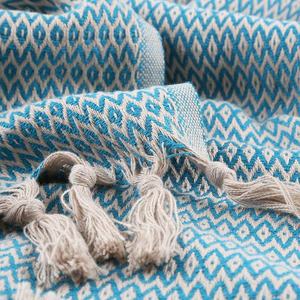 Wholesale Lightweight Cozy Customizable Beach Blanket Woven Custom Throws Blankets For Home Decor <b>Sofa</b> 100% Turkish Cotton - Product Image 4