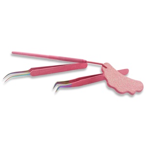 Pinzas de pestañas de acero inoxidable con logotipo privado, puntas puntiagudas, herramientas de pestañas postizas con mango de espejo que satisfacen la demanda del cliente - Product Image 2