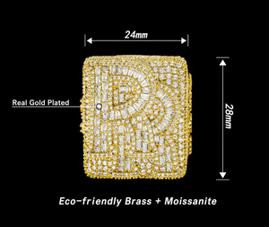 Anillo de Moissanita Cuadrado Color Oro 18K para Hombre, con Engaste de Bisel, Estilo Diamante, para Fiesta o Regalo - Product Image 6