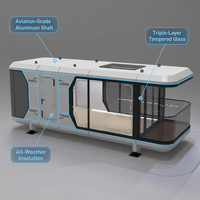 Maison capsule spatiale préfabriquée moderne de luxe, villa mobile futuriste avec verrière panoramique pour éco-resort et glamping