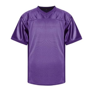 Camiseta de fútbol de malla de manga corta con cuello en V para hombre, color morado, que absorbe la humedad, ajuste regular, para todas las estaciones - Product Image 1