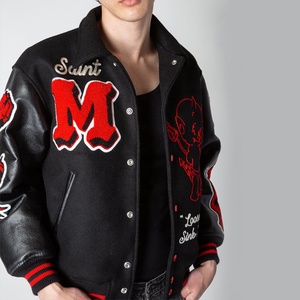 Custom Men Winter Streetwear Varsity Jacket Premium Embroidered Letterman Oem Odm Personalized 100% Wool Worsted Front Logo - Product Image 2