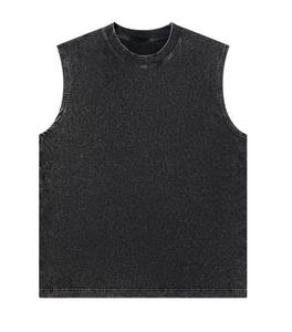 Trendy Men's Vintage Washed Pure Cotton Vest Oversize High Street Solid Color Retro <b>Loose</b> Sleeveless T-Shirt Non-Iron Treatment - Product Image 5