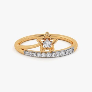 แหวนเพชรชุบเงิน NAVKAR DIAMONDS ดีไซน์รูปดาว เพชรทรงบริลเลียนท์ เพชรเพาะเลี้ยงในห้องปฏิบัติการ เครื่องประดับหมั้นสุดหรู โมอิสซาไนต์ - Product Image 5
