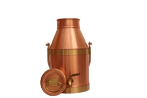 Distributeur d'eau en cuivre pur poli miroir de qualité supérieure – Design conique élégant avec accents en laiton antique - Product Image 2