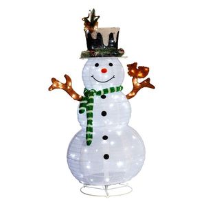 Decoraciones Navideñas Inflables para Jardín de 4 Pies, Preiluminadas, con 120 Luces LED Blancas, Muñeco de Nieve y Ardilla, Decoraciones Navideñas - Product Image 2