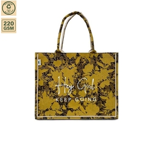 8oz Natural Canvas PP Laminated Floral <b>Beach</b> Tote Bag Custom Logo Women Shopping Travel Tote 42x34x19 OEM ODM Wholesale Supplier - Product Image 1