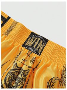 Pantalones Cortos de Muay Thai para Hombre, Estampado Satinado, Cintura Elástica, para Entrenamiento de Gimnasio, Kickboxing, Ligeros, Coloridos - Product Image 3