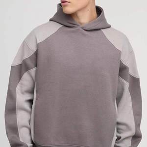 Ensemble survêtement homme gris en coton avec capuche et pantalon, coupe régulière, blocs de couleur, fermeture à cordon, longueur intégrale, décontracté, pour l'hiver, en molleton - Product Image 6