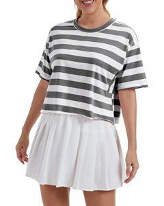 เสื้อยืดทรงบ็อกซี่สำหรับผู้หญิง คอลเลคชั่นฤดูร้อน 2025 คอกลม แขนสั้น ทรงโอเวอร์ไซส์ สไตล์ลำลอง ผ้าเทอร์รี่ ใส่สบาย เหมาะสำหรับใส่ทุกวัน - Product Image 5