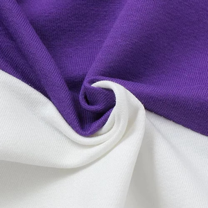 Color <b>Blocked</b> Hooded Reversible Waterproof 100% Cotton Fleece Jacket Men Women Purple White Full Sleeve Pullover Sweatshirt - Product Image 6