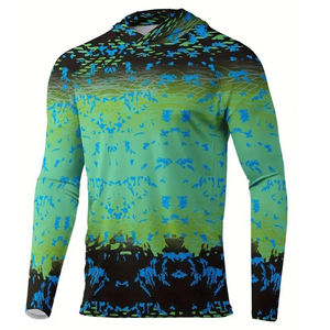 Boys' Long Sleeve Fishing Shirt Yellow Black Gradient Print Quick Dry UPF 50 Sun Protection Pullover <b>Top</b> - Product Image 4