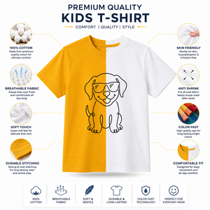 T-shirt en jersey de coton respirant pour homme, coupe classique, col rond, manches courtes, imprimé dessin animé chien mignon, 180g, décontracté, avec blocs de couleur sur le devant - Product Image 4