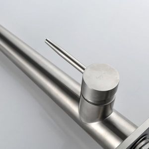 Rubinetto da cucina ad arco alto monocomando con doccetta estraibile, finitura nichel spazzolato, in ottone, per uso commerciale e cucine di centri commerciali - Product Image 6