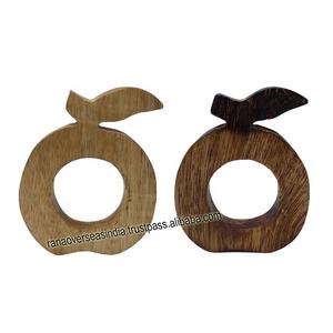 Soporte de anillo de servilleta de madera con forma de manzana de calidad superior para restaurantes y fiestas en casa - Product Image 1