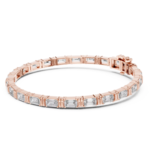 LUXURY LAB GROWN EMERALD DIAMOND TENNIS BRACELET DUAL LOCK SET IN 18KT SOLID <b>ROSE</b> GOLD FOR GIFTING PARTY WEAR EVERYDAY WEAR - Product Image 1