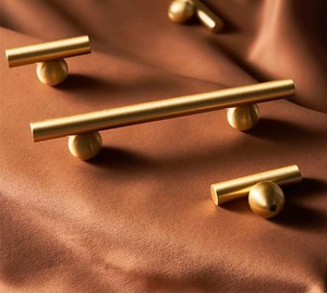 Maxery Premium Solid Brass Satin <b>Gold</b> Cabinet <b>Pulls</b> Luxury Round Ball Base <b>Drawer</b> Handles with Multiple Sizes - Product Image 1