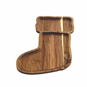 Plateau de service en bois d'acacia durable fait à la main plateau de service écologique pour les fêtes de Noël Snack pour la cuisine - Product Image 1