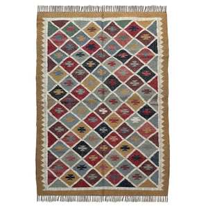 Authentic Indian 4x6 Vintage Kilim Design Dhurrie Carpet Wool and <b>Jute</b> for Rustic Boho Look Area <b>Rugs</b> & Sets - Product Image 2