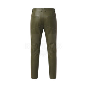 Sleek Two Piece Leather Set Featuring Long Sleeve <b>Track</b> <b>Jacket</b> And Matching Pants For Men Casual Sportswear - Product Image 6