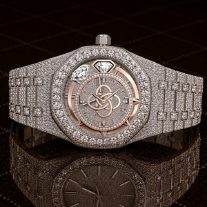 Montre de luxe pour homme en moissanite et diamants, entièrement pavée, avec pierres VVS, bracelet montre - Product Image 1