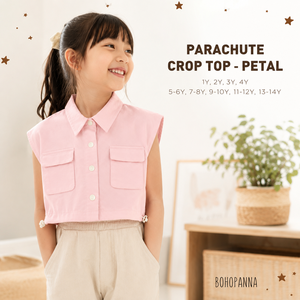 เสื้อครอปท็อปทรงกลีบดอกไม้สุดอินเทรนด์สำหรับเด็กผู้หญิง ผลิตจากผ้าฝ้าย ดีไซน์ทรงร่มชูชีพสุดน่ารัก เหมาะสำหรับใส่ในชีวิตประจำวันแบบสบายๆ - Product Image 1