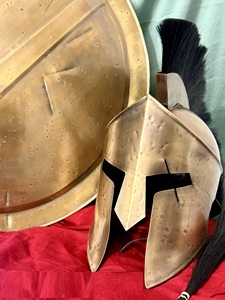 Casco y escudo espartanos con espada, disfraz de guerrero griego, disfraz del rey Leónidas para cosplay, disfraz de metal. - Product Image 4