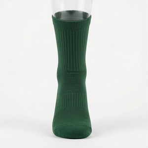 Green <b>Crew</b> <b>Socks</b> 100% Cotton Breathable Solid Color Knitted Regular Style For Adults Summer Casual Wear - Product Image 1