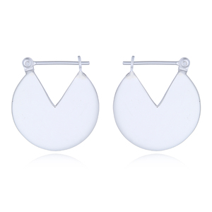 Pendientes de Aro Triangulares con Disco Redondo de Plata 925 - Product Image 1