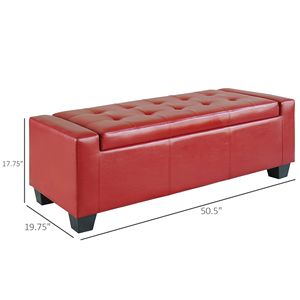 Panca Contenitore Imbottita in Ecopelle da 128 cm, Rosso Brillante, per Casa, Ufficio e Ingresso, Salvaspazio - Product Image 3