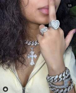Collier cubain en moissanite VVS, argent sterling 925 avec finition plaquée or 18 carats, largeur de 13 mm à 22 mm, pour la mode hip hop. - Product Image 1