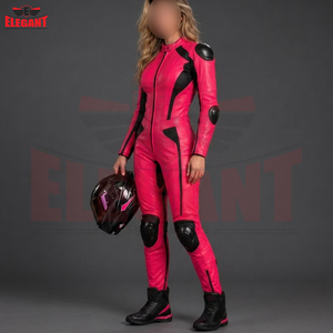 Nouvelles combinaisons de course à moto en cuir rose, haute performance, excellent fournisseur, meilleur prix, une pièce. - Product Image 4