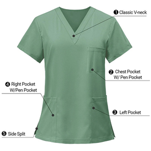 Nurse Set Embroidery Customizable Women's Nursing Uniforms Hospital Medical <b>Scrubs</b> Chest Pocket Both Way Spandex Salon Uniforms - Product Image 2