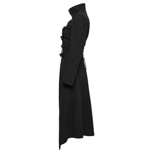 Gabardina Negra de Piel Sintética para Mujer - Estilo Gótico Rock de Longitud Completa con Doble Botonadura - Product Image 2