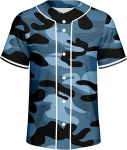 Camiseta Deportiva TriPro Sports Personalizada de Béisbol con Camuflaje Azul para Hombre, Manga Corta, Cierre de Botones, Malla de Poliéster, Ropa Deportiva para Adultos - Product Image 1